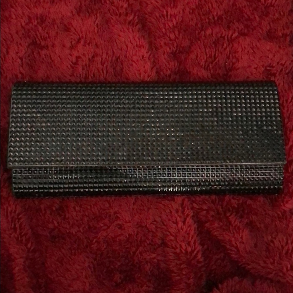 Black Studded Clutch w/ Gold Chain
